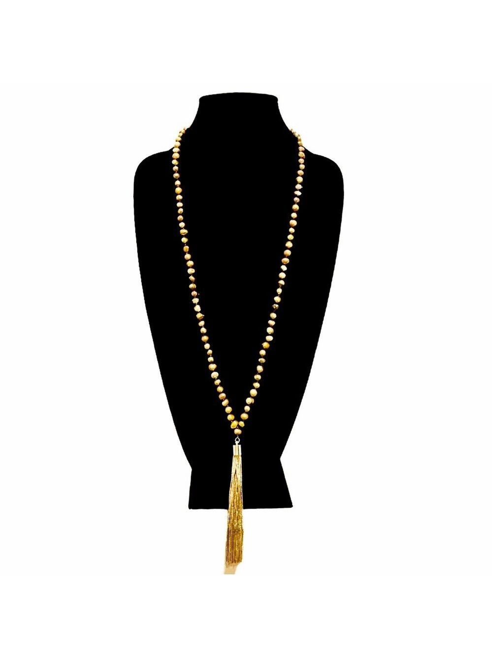WHBM Necklace Pearl Tassel Gold Tone NWT